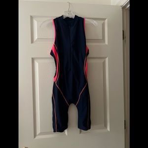 NWOT ONE PIECE SWIMSUIT  XXL NAVY w/Orange contrast.